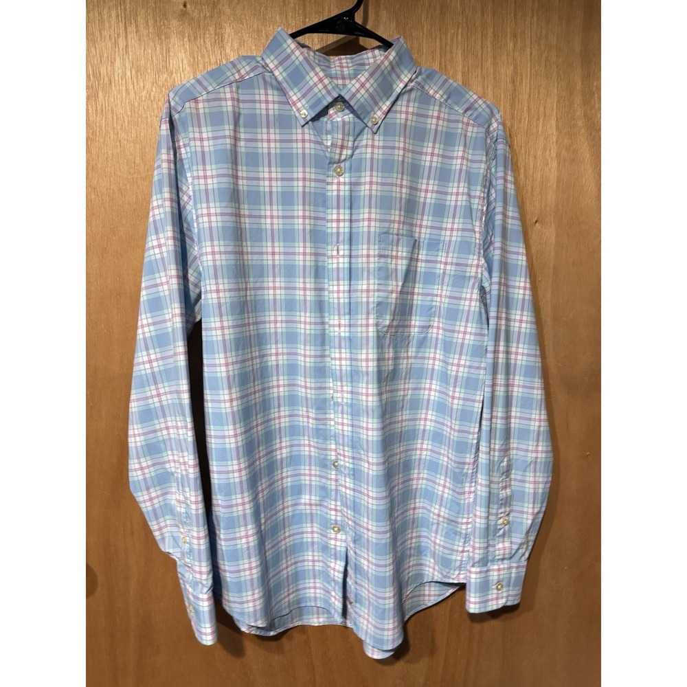 Vineyard Vines Mens Medium Performance Plaid Long Sleeve Button Down Shirt